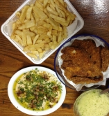 شنيتسل/بطاطا/حمص بيت /شوربه /مكابيس