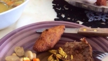 لحمة خروف مع الفطر الطازج